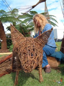 Simone weaving pig at Southport Show